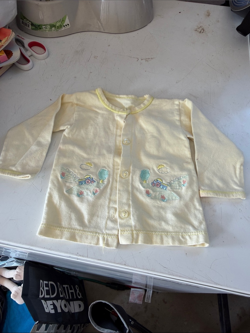 Toddler Yellow Button-Front Embroidered Cardigan